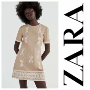 ZARA Embroidered Linen Blend Dress Sz: S